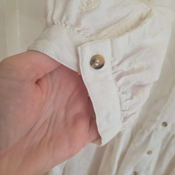 ZARA Cream Embroidered Boho Blouse/Tunic 100% cotton - Picture 9 of 13